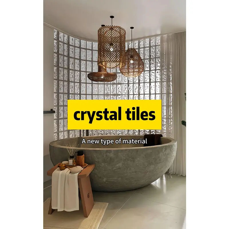 Double Sided Glass Wall Tiles – Ice Crystal