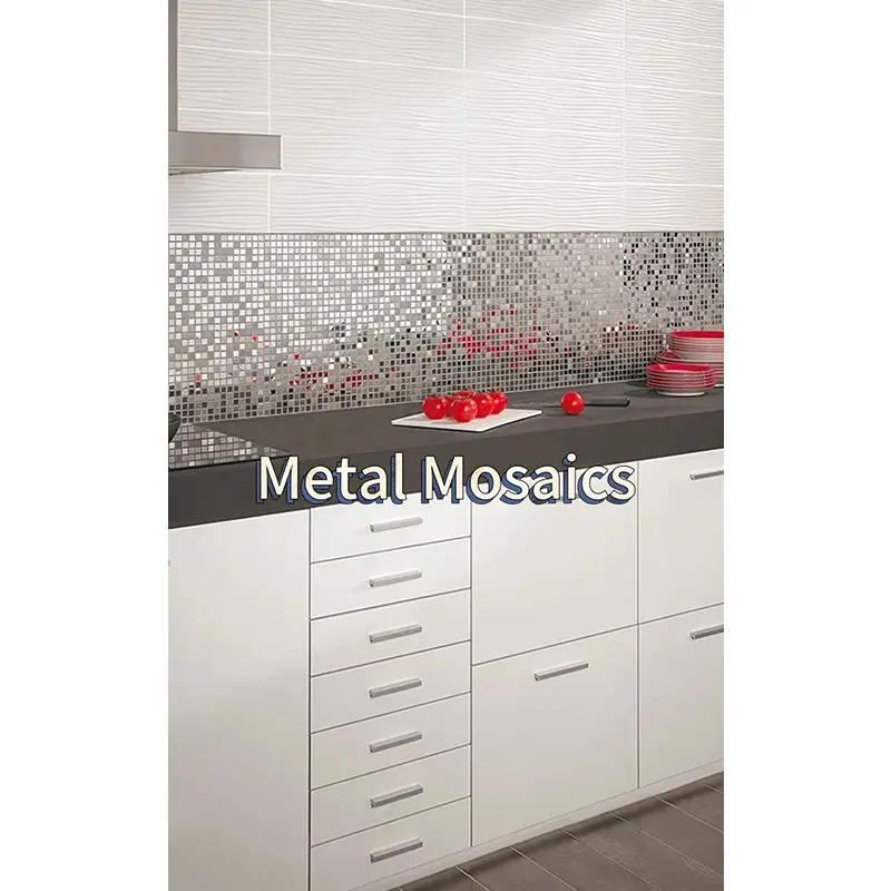 Silver Copper Mosaic Metal Tiles Wall