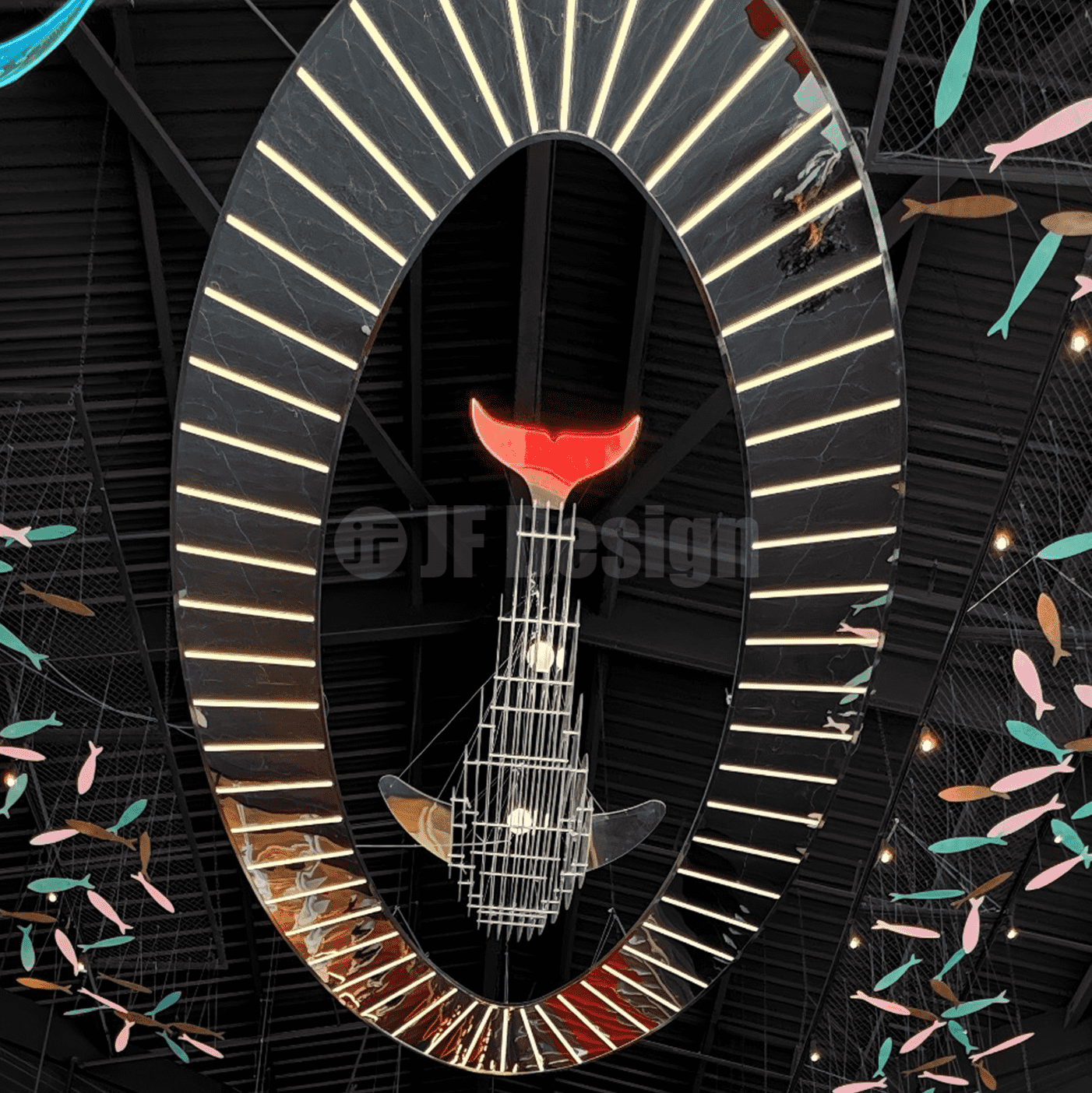 CircularMetalHollowed-outFishLamp